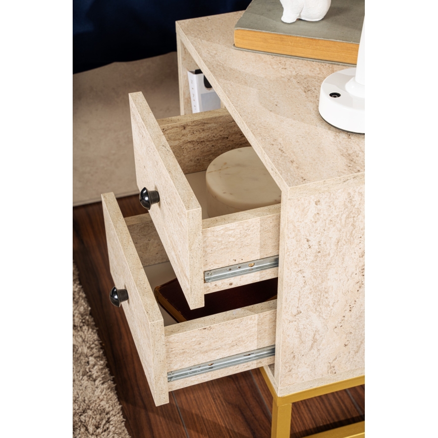 Natbord GLIMMER 50x45,2 cm beige/guldfarvet