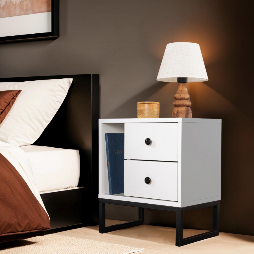 Natbord GLIMMER 50x45,2 cm hvid/sort