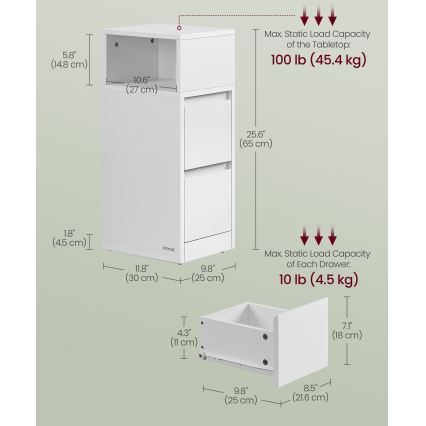 Natbord KELO 25x30 cm hvid