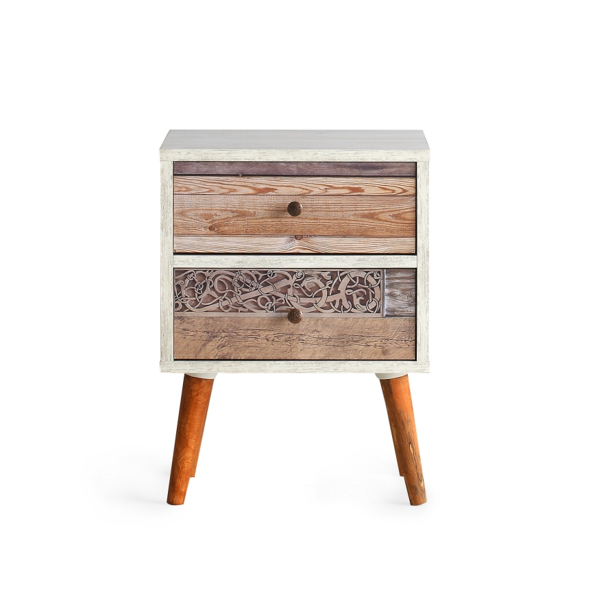 Natbord MALMO 55x40 cm hvid/brun