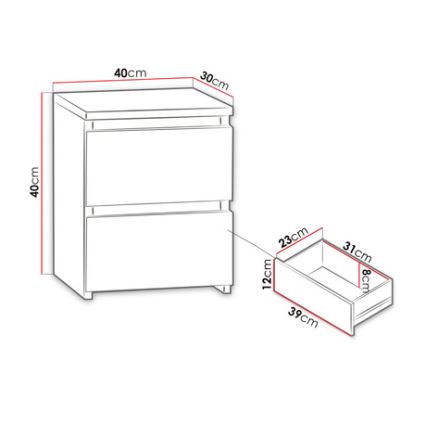 Natbord MALWA 40x40 cm mat hvid