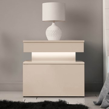 Natbord med LED-belysning GLOSSA 51x55 cm beige