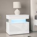 Natbord med LED-belysning GLOSSA 51x55 cm hvid/højglans hvid