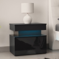 Natbord med LED-belysning GLOSSA 51x55 cm sort/højglans sort