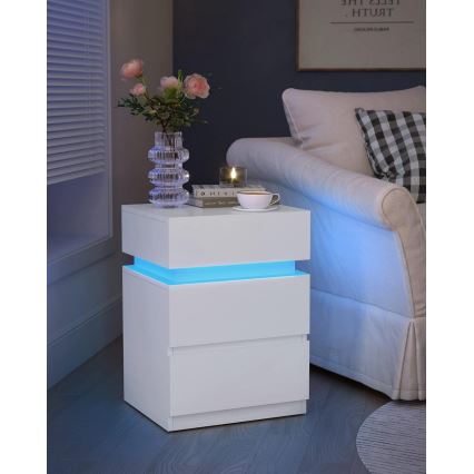 Natbord med LED-belysning SMARTIE, hvid