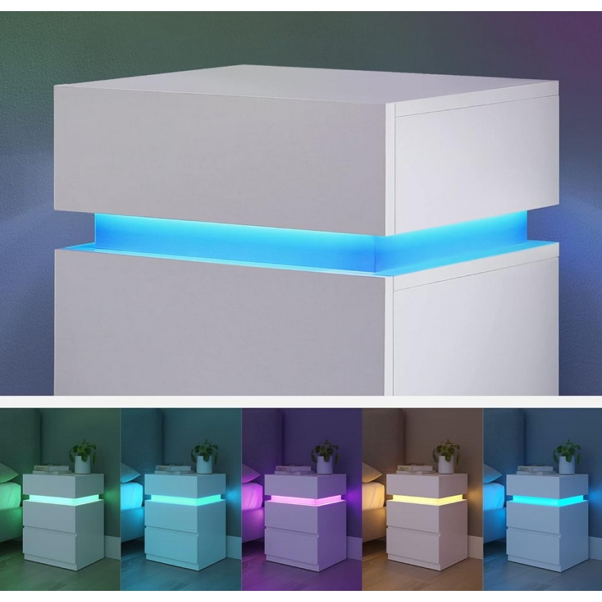 Natbord med LED-belysning SMARTIE, hvid