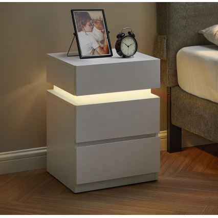 Natbord med LED-belysning SMARTIE, hvid