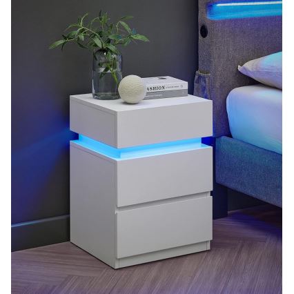 Natbord med LED-belysning SMARTIE, hvid