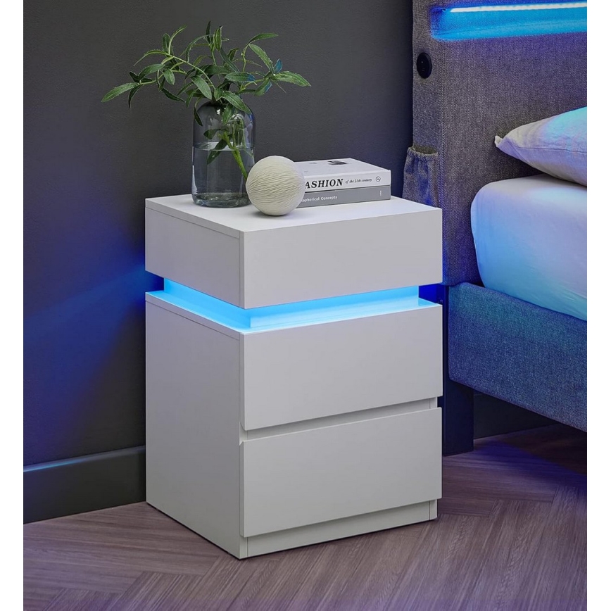 Natbord med LED-belysning SMARTIE, hvid