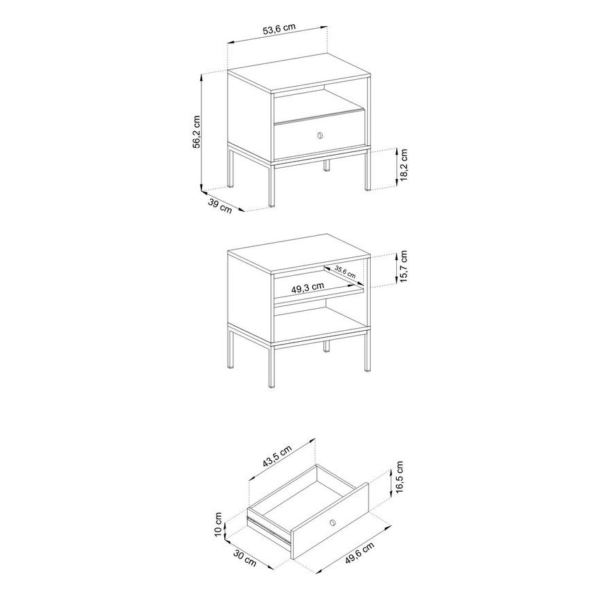 Natbord MONO 56x54 cm blå