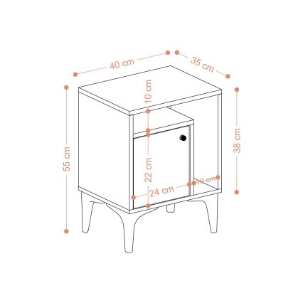 Natbord NUNO 55x40 cm Safir-eg
