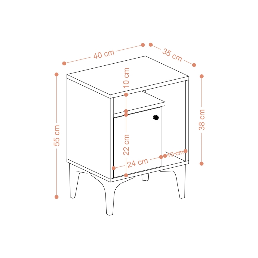 Natbord NUNO 55x40 cm Safir-eg