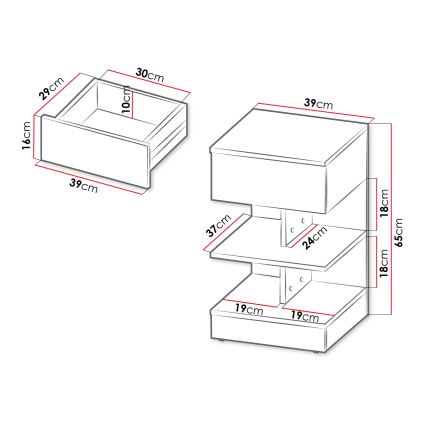 Natbord OBENITA 65x39 cm hvid