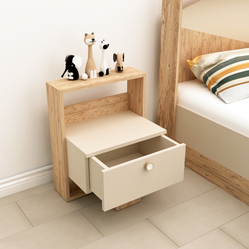 Natbord SNEKER 60x48,6 cm beige/fyrretræ atlantic