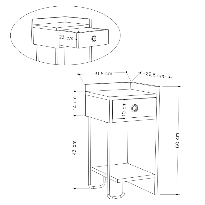 Natbord SONY hvid