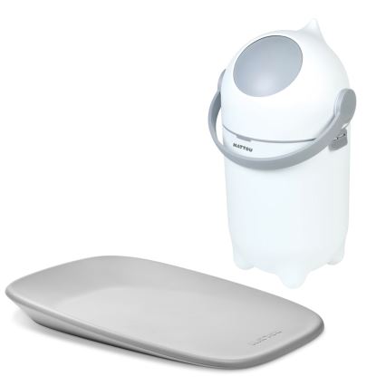 Nattou - Blekurv og pusleunderlag SOFTY 50x70 cm hvid/grå