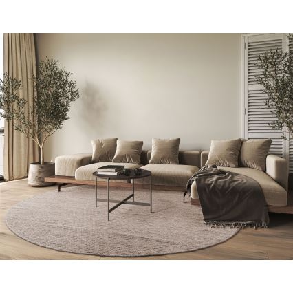 Naturligt rundt tæppe FIR WOOL 160 cm 2600 g/m2 beige