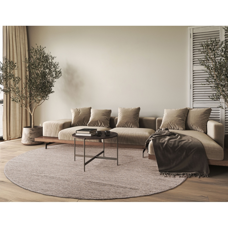 Naturligt rundt tæppe FIR WOOL 160 cm 2600 g/m2 beige