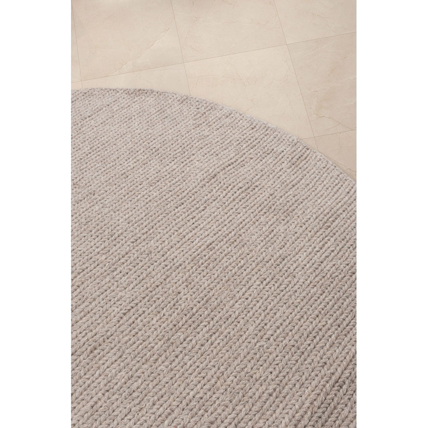 Naturligt rundt tæppe FIR WOOL 160 cm 2600 g/m2 beige