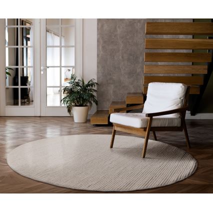 Naturligt rundt tæppe FIR WOOL 160 cm 2600 g/m2 creme