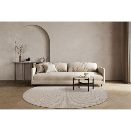 Naturligt rundt tæppe FIR WOOL 160 cm 2600 g/m2 creme