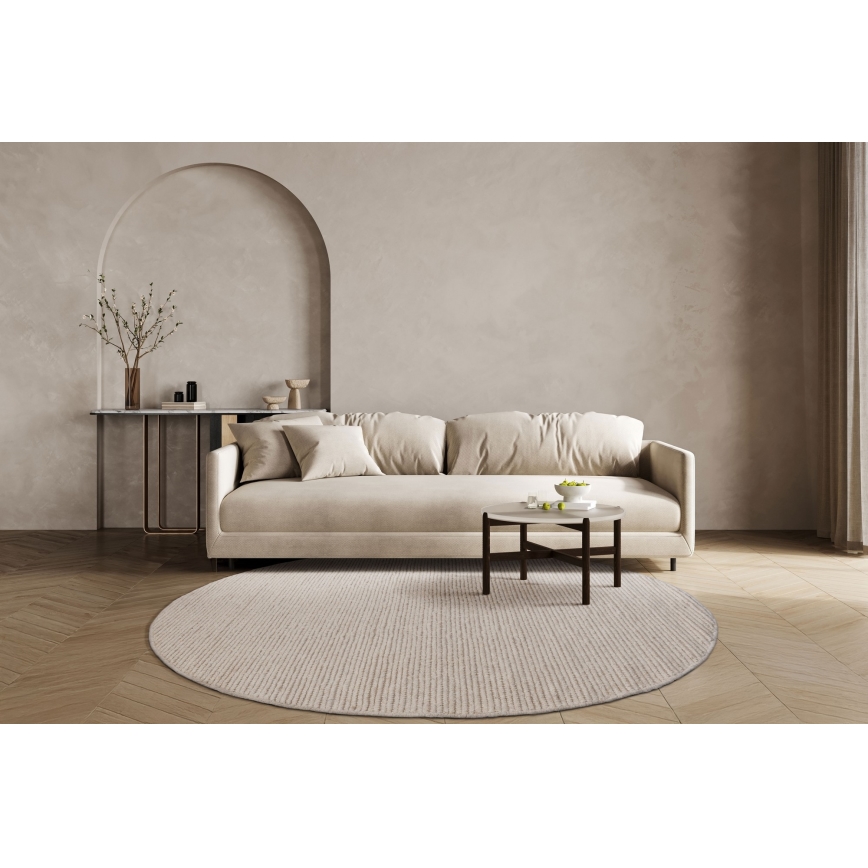 Naturligt rundt tæppe FIR WOOL 160 cm 2600 g/m2 creme