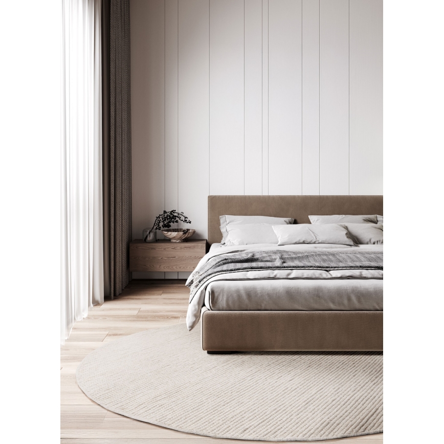 Naturligt rundt tæppe FIR WOOL 160 cm 2600 g/m2 creme