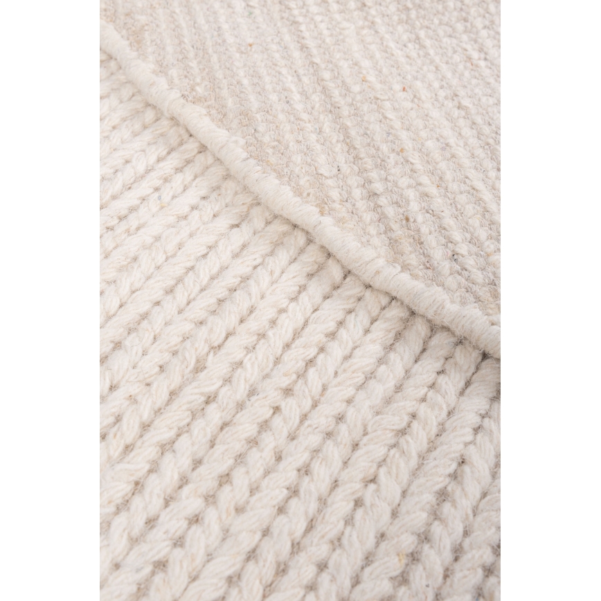 Naturligt rundt tæppe FIR WOOL 160 cm 2600 g/m2 creme