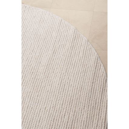 Naturligt rundt tæppe FIR WOOL 160 cm 2600 g/m2 creme