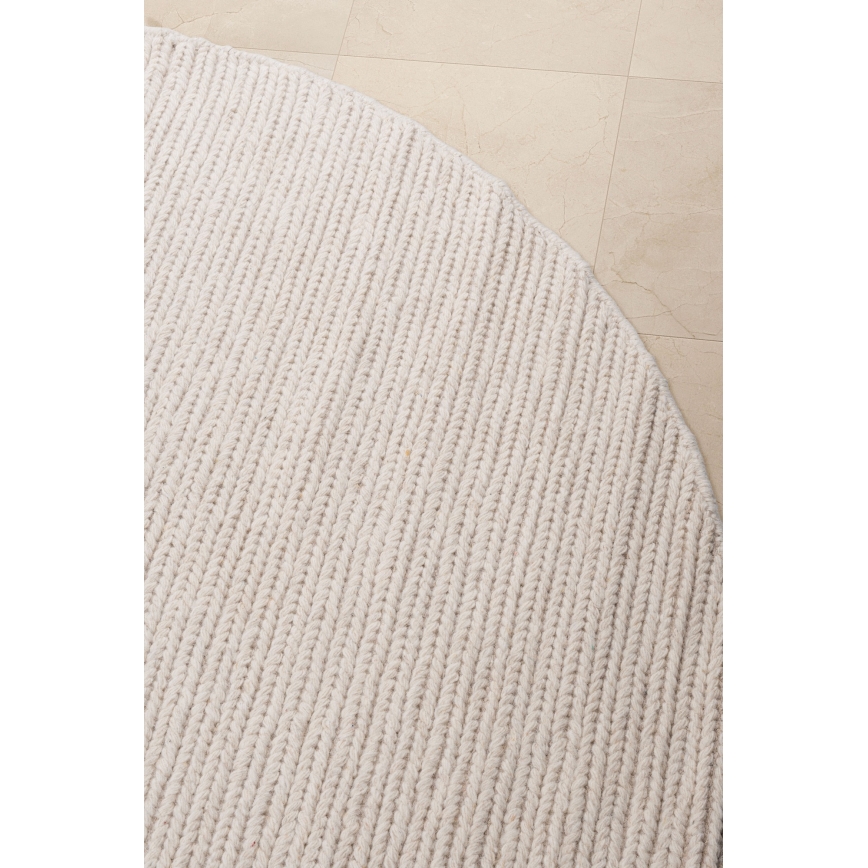 Naturligt rundt tæppe FIR WOOL 160 cm 2600 g/m2 creme