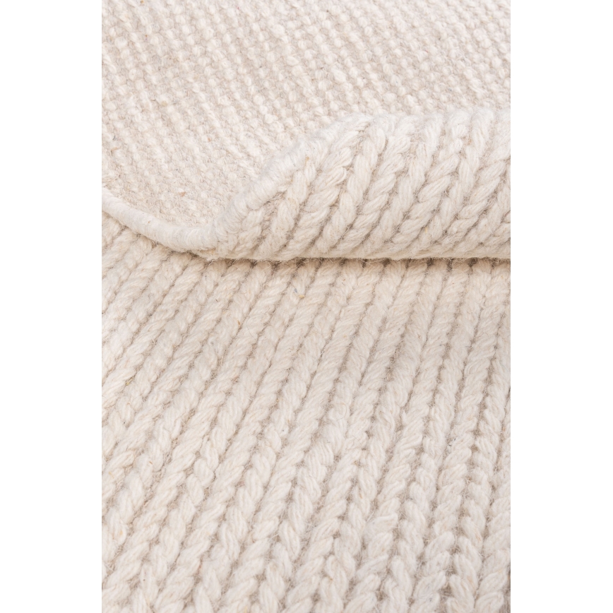 Naturligt rundt tæppe FIR WOOL 160 cm 2600 g/m2 creme