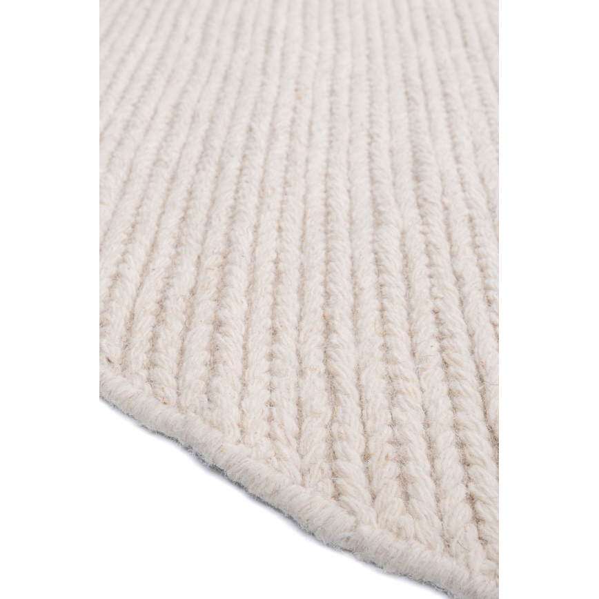 Naturligt rundt tæppe FIR WOOL 160 cm 2600 g/m2 creme