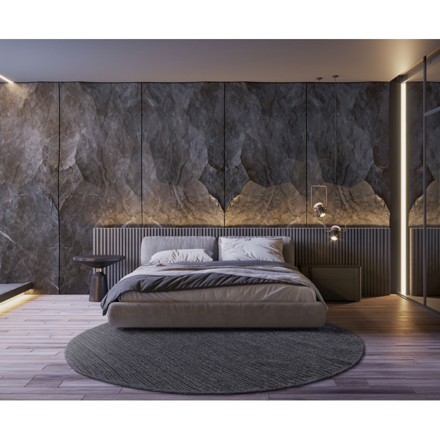 Naturligt rundt tæppe FIR WOOL Ø 160 cm, 2600 g/m², antracit
