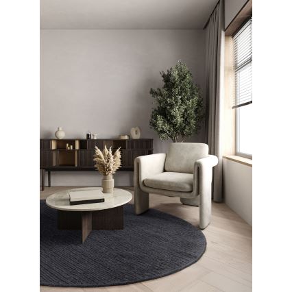 Naturligt rundt tæppe FIR WOOL Ø 160 cm, 2600 g/m², antracit