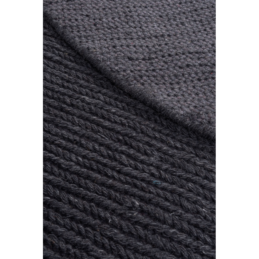Naturligt rundt tæppe FIR WOOL Ø 160 cm, 2600 g/m², antracit