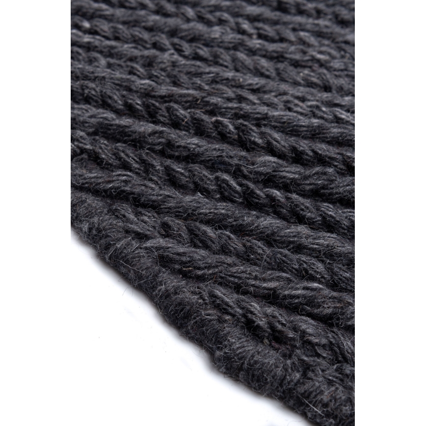 Naturligt rundt tæppe FIR WOOL Ø 160 cm, 2600 g/m², antracit