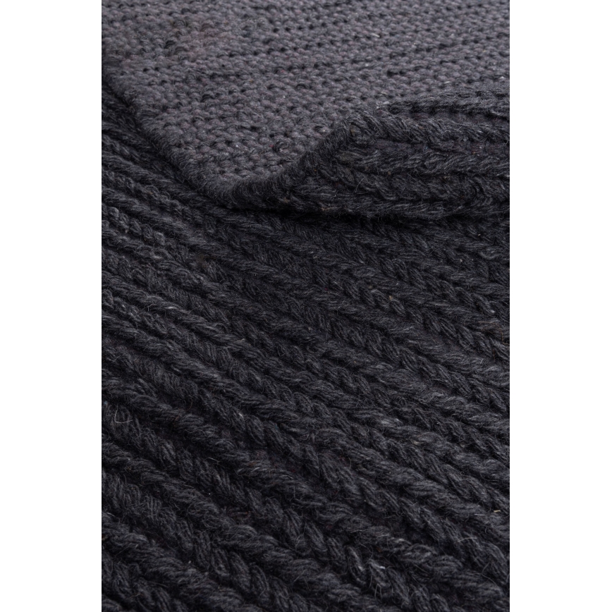 Naturligt rundt tæppe FIR WOOL Ø 160 cm, 2600 g/m², antracit