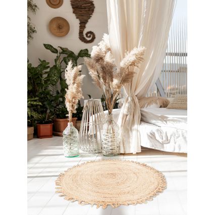Naturligt rundt tæppe JUTA 100 cm beige