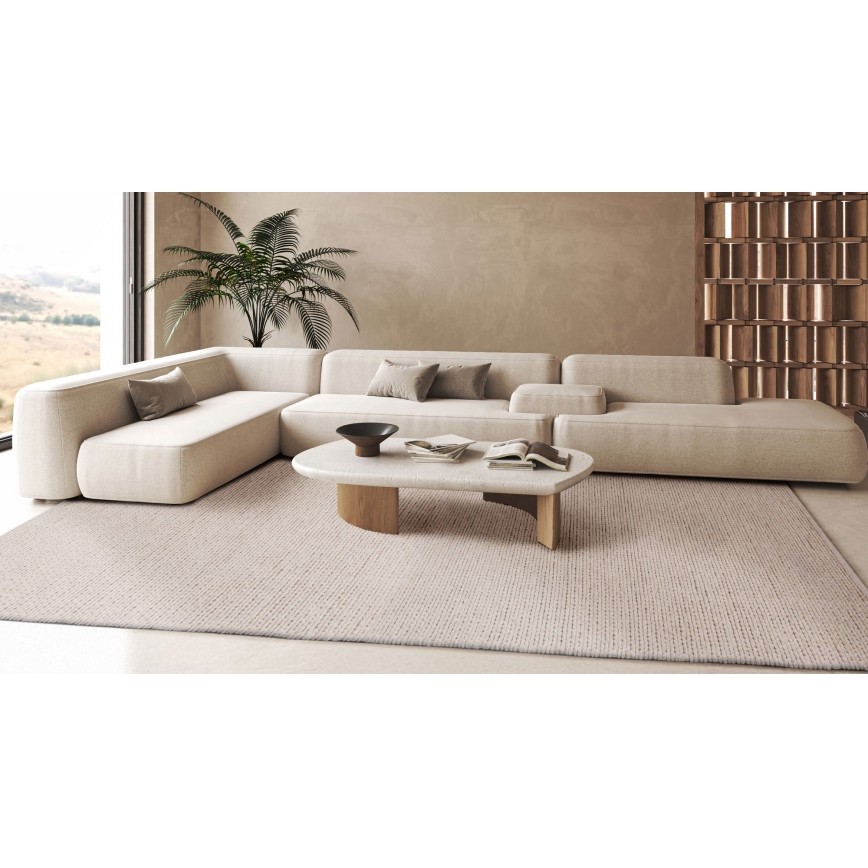Naturligt tæppe FIR WOOL 160 x 230 cm 2600 g/m² cremefarvet