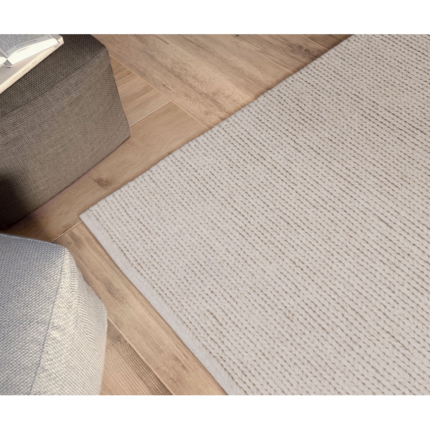Naturligt tæppe FIR WOOL 160 x 230 cm 2600 g/m² cremefarvet