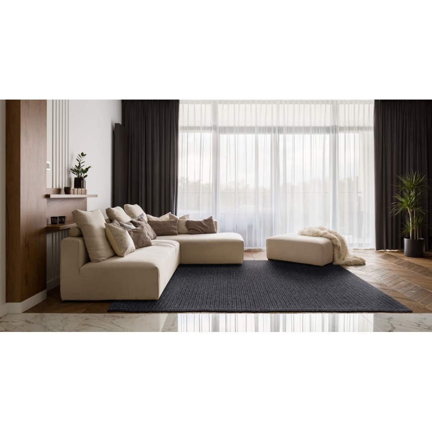 Naturligt tæppe FIR WOOL 70x140 cm 2600 g/m2 antracit