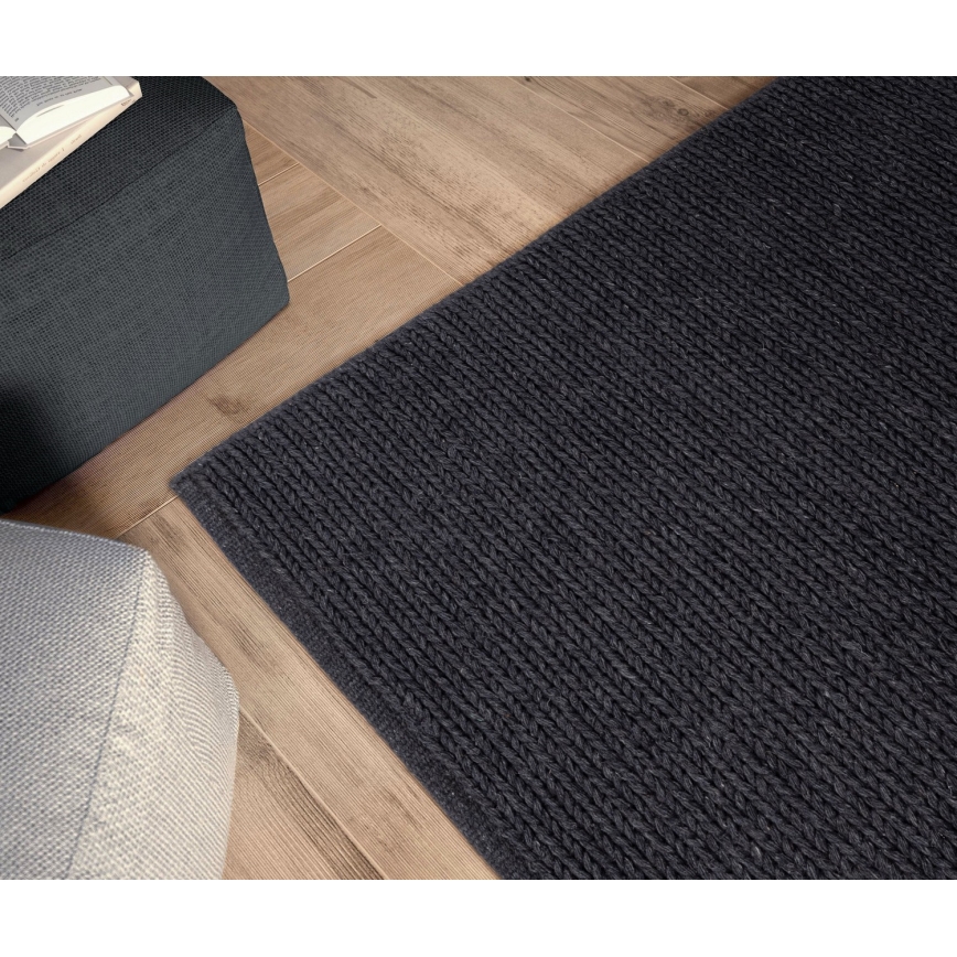 Naturligt tæppe FIR WOOL 70x140 cm 2600 g/m2 antracit