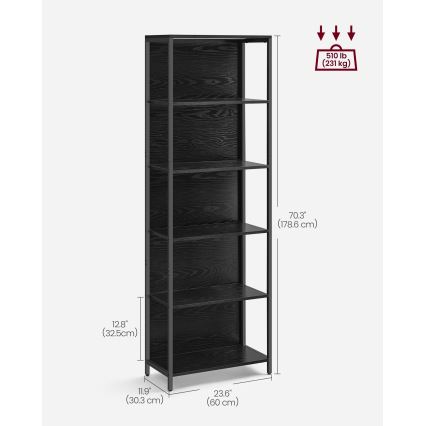 NAVARO bogreol med indbygget belysning 60x179x30 cm sort