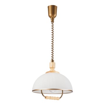 Nedhængt loftlampe RAMONA 1xE27/60W/230V beige/lysebrun/fyrretræ