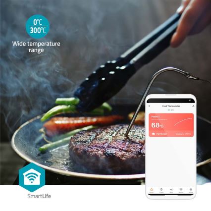Smart digitalt kødtermometer med LCD-display SmartLife 0-300 °C 2xAAA