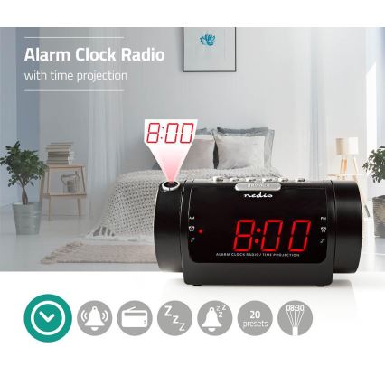 Clockradio med LED-display og projektor 230V