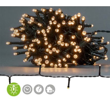 LED udendørs lyskæde 192xLED/7 funktioner/3xAA 14,9m IP44 varmhvid