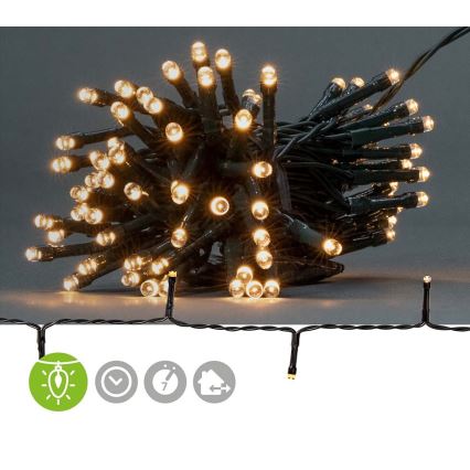 LED udendørs julelyskæde 48xLED/7 funktioner/3xAA 4,1m IP44 varm hvid
