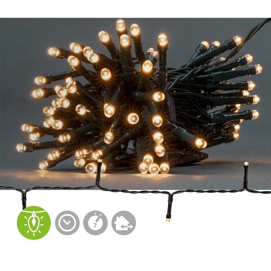LED Udendørs julelyskæde 96xLED/7 funktioner/3xAA 7,7m IP44 varm hvid