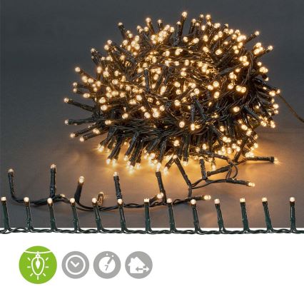 LED udendørs julelyskæde 400xLED/7 funktioner 11m IP44 varm hvid